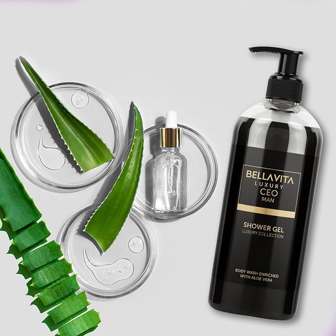 Bella Vita Luxury CEO MAN Body Wash Refreshing Shower Gel for Deep Cleansing, Hydrating & Moisturising Skin with Aloe Vera & Charcoal Powder 500 Ml
