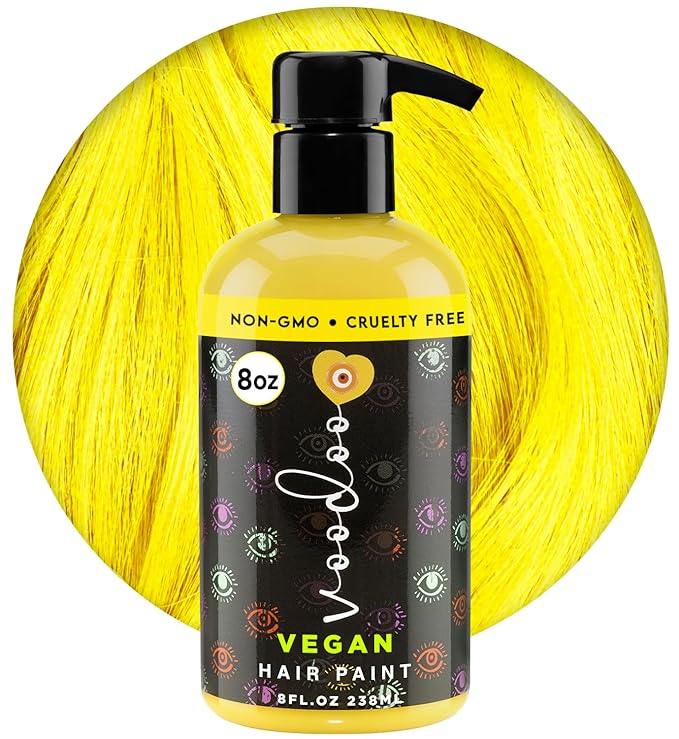MOEHAIR Semi-Permanent Hair Color | Yellow Hair Dye 8 Oz | No Ammonia, Sulfate or Paraben | Easy-to-use & Apply at Home | Vegan & Cruelty-Free | Voodoo Sunny Hair Color | Neon Yellow Hair Dye