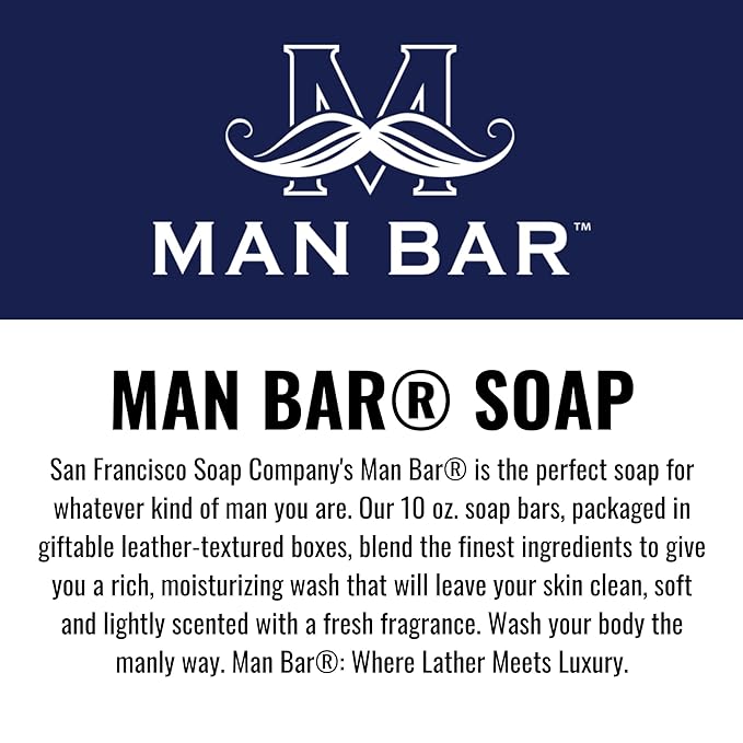 San Francisco Soap Company Coastal Driftwood Fragrance Man Bar - CLEAN - No Harmful Chemicals - Good for All Skin Types - Made in the USA