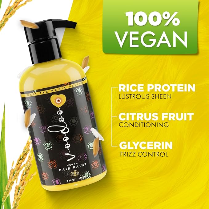 MOEHAIR Semi-Permanent Hair Color | Yellow Hair Dye 8 Oz | No Ammonia, Sulfate or Paraben | Easy-to-use & Apply at Home | Vegan & Cruelty-Free | Voodoo Sunny Hair Color | Neon Yellow Hair Dye