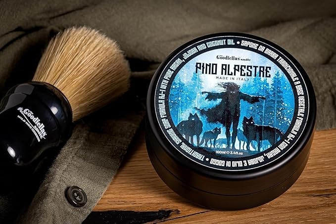 The Goodfellas’ Smile PINO ALPESTRE (Alpine Pine) Italian Shaving Soap – Artisan Semi-Soft Soap for Rich Brush Lather, Wet Shave Routines & Razor Prep