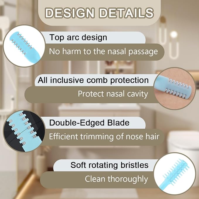 Fululuer 5Pcs 2-in-1 Nose Hair Trimmer, 2025 New Double Sided 360°Rotating Portable Nasal Hair Cutter, Nose Hair Remover for Men Women Home Travel (Multicolor)