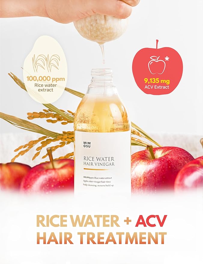 mimosu Rice Water Shampoo Bar & Apple Cider Vinegar Hair Rinse Set, 2-Step Scalp Detox & Hair Growth Treatment, Sulfate-Free, Strengthens & Balances pH, K-Beauty Vegan Hair Care Duo