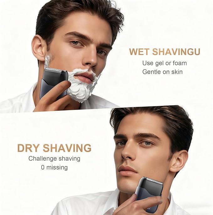 Electric Foil Shaver for Men:Triple Floating Blade Electric Razor for Face & Beard - IPX7 Waterproof Cordless Shaver with LED Display, USB-C Fast Charge & Travel Lock - Home & Travel Grooming Kit