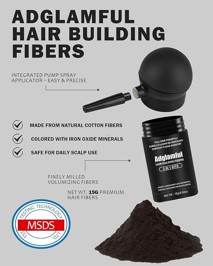 Hair Building Fibers for Thinning Hair, Root Touch Up Powder with Spray Applicator, Instant Volume & Hair Thickening for Men & Women, Sweatproof, Windproof, Matte Finish – 15g Dark Brown, No Residue