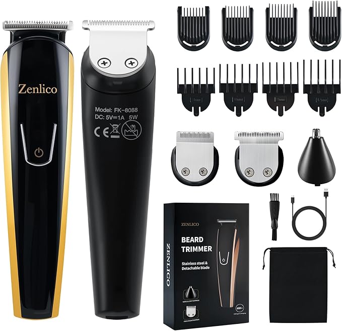 Beard Trimmer for Men, 3-in-1 Men's Trimmer for Mustache, Rechargeable Men's Hair Trimmer & Razor for Beard, Face, Nose, Groin & Manscaping, 13 Set, Birthday Valentines Ideal Gift for Men