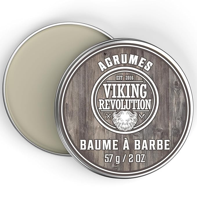 Viking Revolution BEST DEAL Beard Balm with Argan Oil & Mango Butter - Styles, Strengthens & Softens Beards & Mustaches - Citrus Scent Leave in Conditioner Wax for Men