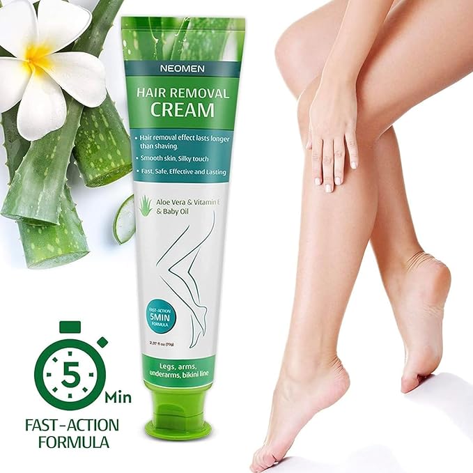 Hair Removal Cream for Men & Women: Painless Depilatory for Sensitive Skin & Intimate Areas, Moisturizing with Aloe Vera & Vitamin E, Safe for Face, Underarms, Bikini, Arms (3.7 Fl Oz (Pack of 2))