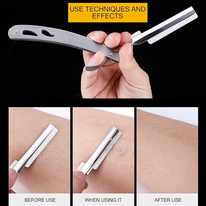 100 Pieces Orgexi Razor Blades, 1 Knife Holder, Eyebrow Razor, Single Edge Razor Blades, Straight Razors for Men & Women - Easy to Use and Clean