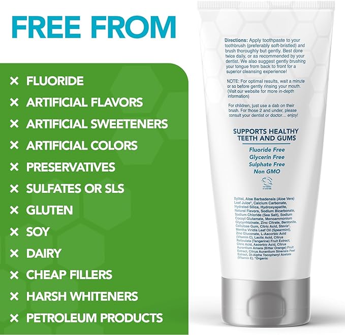 Nano hydroxyapatite Toothpaste Fluoride Free; Dentist Formulated Pro Remineralizing Toothpaste Plus Anti Cavity Xylitol, Tooth Remineralization for Sensitive Teeth & Enamel Support in Peppermint Wow
