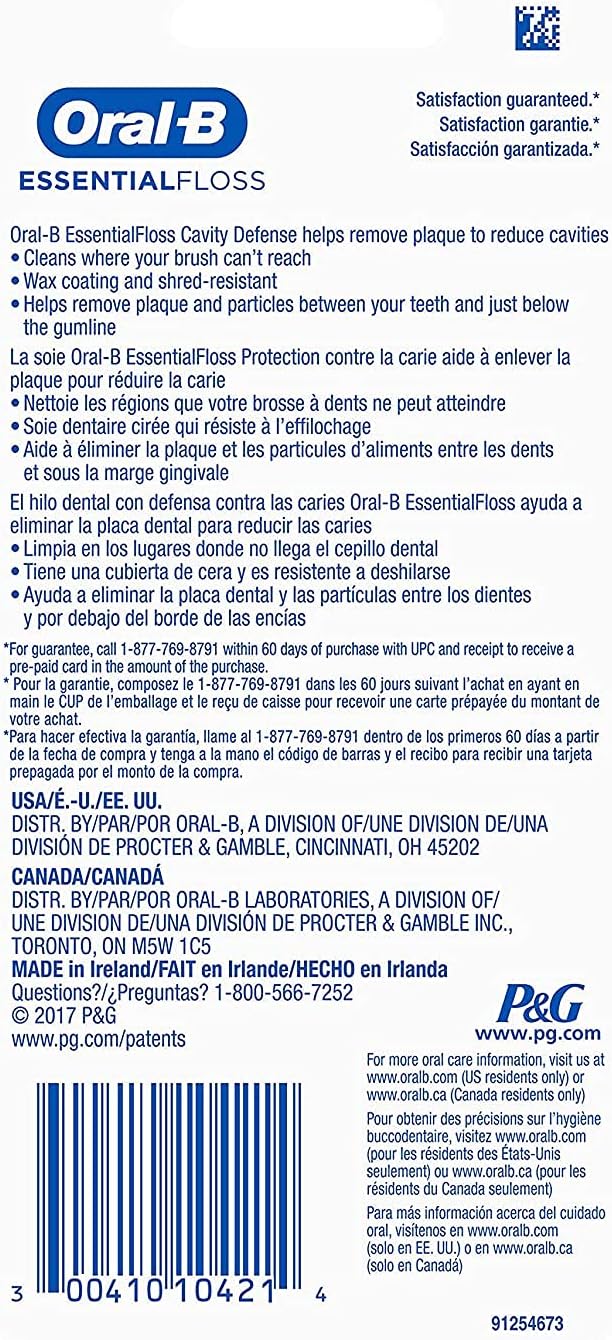 Oral-B EssentialFloss Cavity Defense Dental Floss, 50 M, 2 Pack
