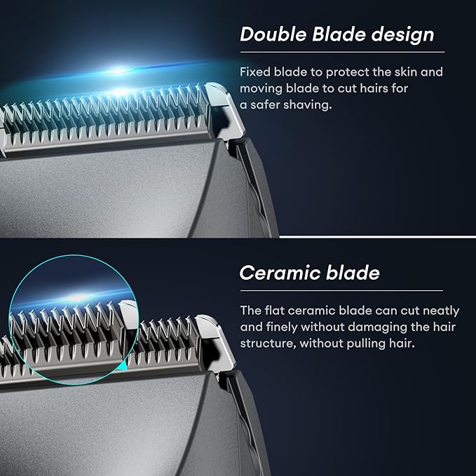 kensen Body Hair Trimmer for Men - Groin & Pubic Hair Trimmer with Ceramic Blades, Manscape Body Shaver for Men with LED Light Ball Shaver IPX7 Waterproof Wet/Dry Rechargeable Body Trimmer Mens Gift