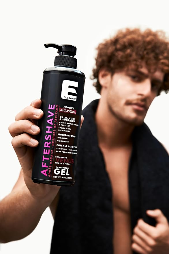 Elegance After Shave Lotion for Men, 500ml, Venus (Pink), Real Shaving Relief, After Shave that Hydrates and Revitalizes your Skin, 16.9 Oz Venus Pink)