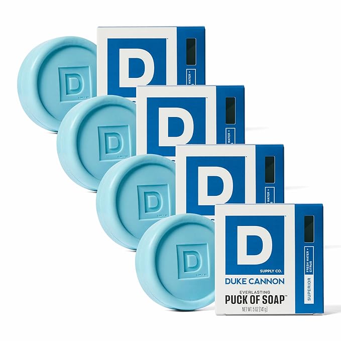 Duke Cannon Supply Co. Puck Soap Bundle – Men’s Rounded Bar Soap with Masculine Scents, Hydrating & Deep Cleansing, Superior, 5 oz (4 Pack)