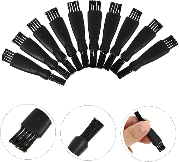 NOLITOY 10pcs Black Electric Shaver Cleaning Brushes Double-Sided Hair Cleaner for Easy Grooming and Dust Removal Compatible Shavers for Home and Travel Use