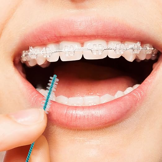 Interdental Brush Dental Picks Tooth Floss Interdental Brush Between Teeth Refills White Refills for Tooth Cleaning(60 Pieces,Small)