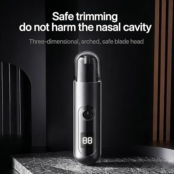 Nose Hair Trimmer for Men, 3-in-1 Painless USB Rechargeable Ear Nose & Eyebrow Trimmer with 180-Day Battery, LED Power Display, IPX7 Waterproof, Dual Blades for Precise Grooming