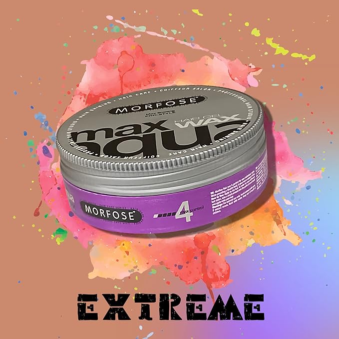 Morfose Max Aqua Hair Gel Wax with Shiny and Strong Flexible 4 Hold, Manage Flyaways, Braids, and Curls, Professional Hair Styling for Women and Men, Papaya Scent, 5.92 Fl. Oz, (max aqua)