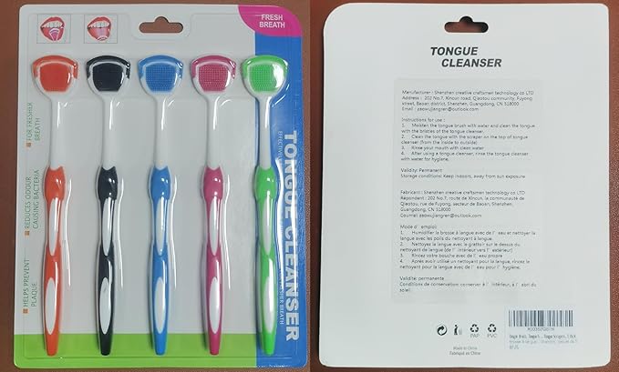 Tongue Brush, Tongue Scraper, Tongue Cleaner, Tongue Scraper Brush, Tongue Scraper Cleaner, Tongue Brushes, Helps Fight Bad Breath, 5 Tongue Scrapers, 5 Pack