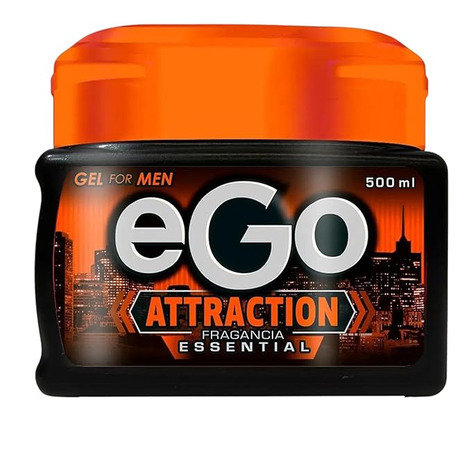 Gel For Men Attraction Essential Fragrance - 500 ml - 16.9 fl oz - Ego Gel for Men - Perfect Look and with Masculine Fragrance - Colombian Product, Transparent