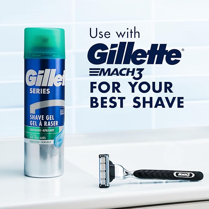 Gillette Series 3X Sensitive Shave Gel, Hydrates, Protects and Soothes Sensitive Skin, 7 Ounce (Pack of 6)