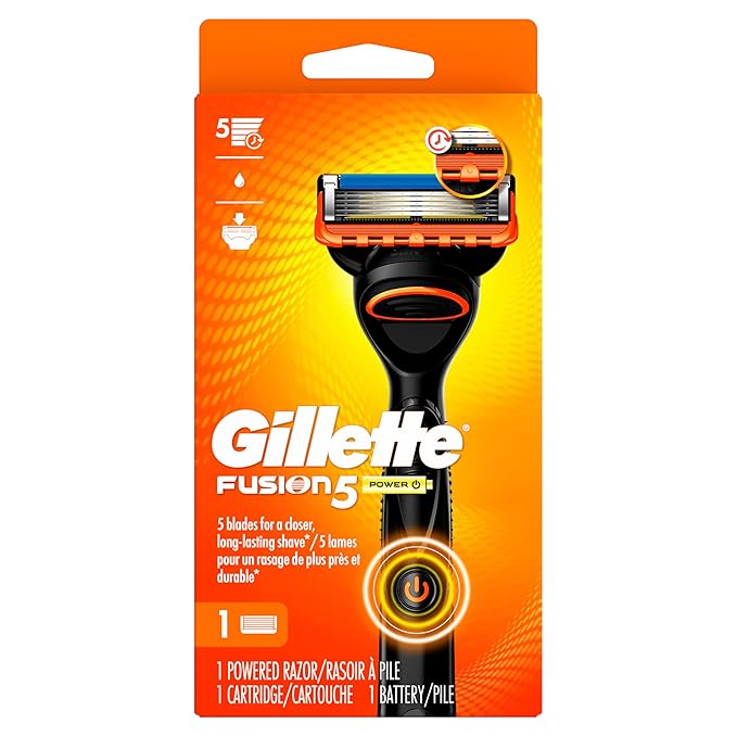 Gillette Fusion5 Power Razor for Men, 1 Gillette Power Razor Handle + 1 Blade Refill