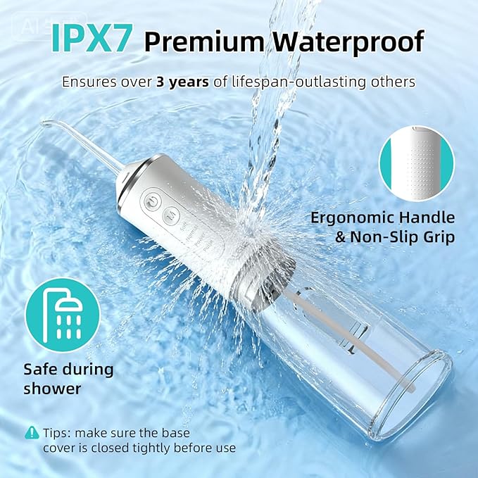 Water Flossers for Teeth: 360ML Larger Tank 4 Mode IPX7 Waterproof Cordless Oral Irrigator, 5 Jet Tips Rechargeable Dental Flosser for Brace, Implants & Sensitive Gums, Home&Travel Use