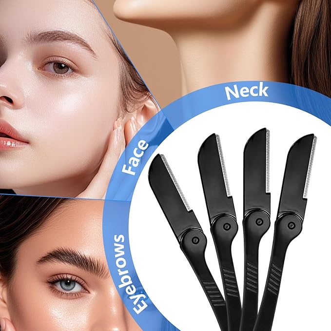 4Pcs Dermaplane Razor for Women Face- Professional Face Razors for Women and Men - Eyebrow Trimmer, Shaver, Dermaplaning Tool for Smooth Skin Care