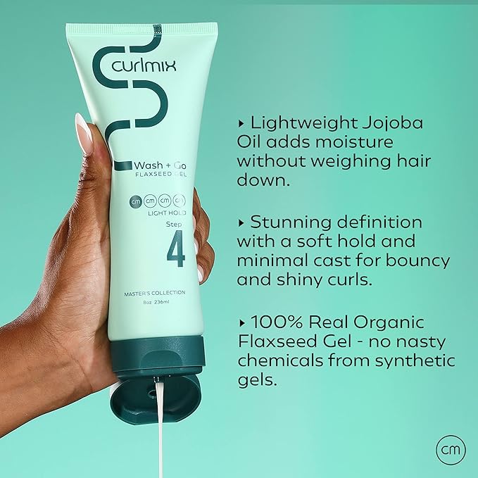 CurlMix Light Hold Flaxseed Gel for Curly Hair - Travel Size Sample 3.4 oz - Defines & Elongates Curls without Dryness or Flaking