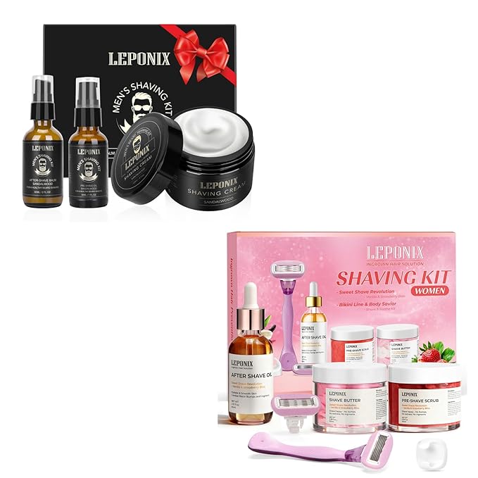 LEPONIX Mens Shaving Cream, After Shave Balm, Preshave Oil & Women Shaving Kit