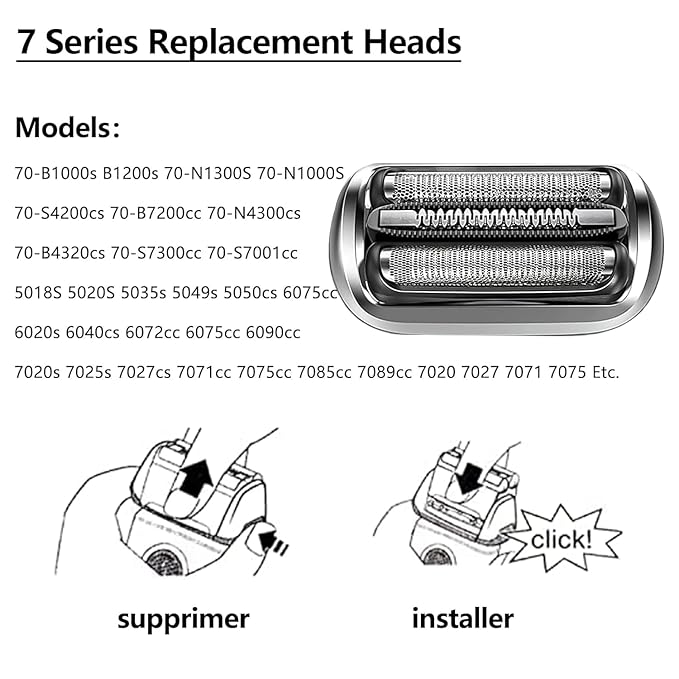 73S Replacement Head Compatible with Braun Razor Series 7, S7 360 Replacement Head for Braun, Replacement Blades Compatible with Braun Electric Shavers for Men Series 7 7020s, 7025s, 7085cc, 7075cc