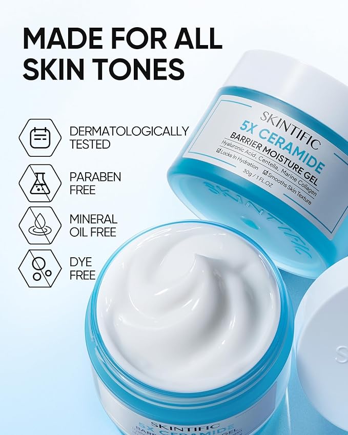 Face Moisturizer with 5X Ceramides, Hydrating Moisture Barrier Repair Cream for Sensitive/Oil Skin Types, Hyaluronic Acid & Centella, Daily Facial Moisturizer, Non-Comedogenic 100g/3.53fl.oz