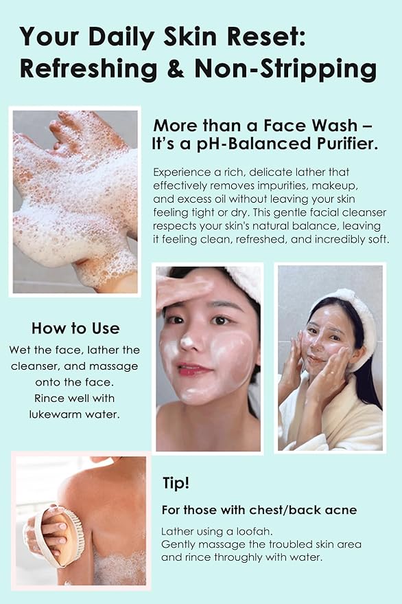 Tea Tree Cica Trouble pH Balanced Cleanser – K-Beauty Soothing Face Wash with BHA/PHA for Acne & Sebum Control | Hypoallergenic, Low pH Cleansing Gel for Sensitive Skin