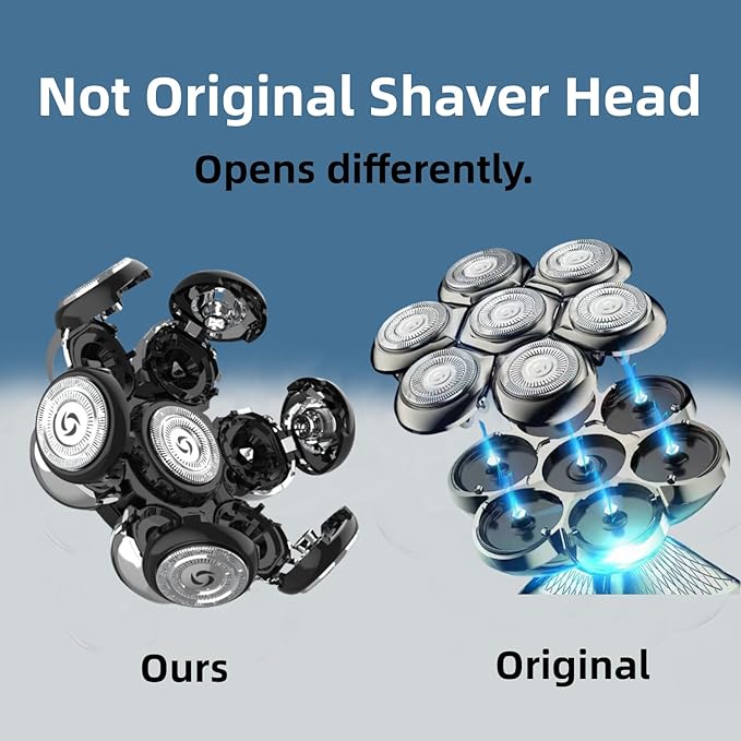7D Blade Head Shaver Replacement Heads Compatible with SHPAVVER Detachable Head Shavers MS-672,MS-687,MS-686,Shaver Head Not Magnetic.