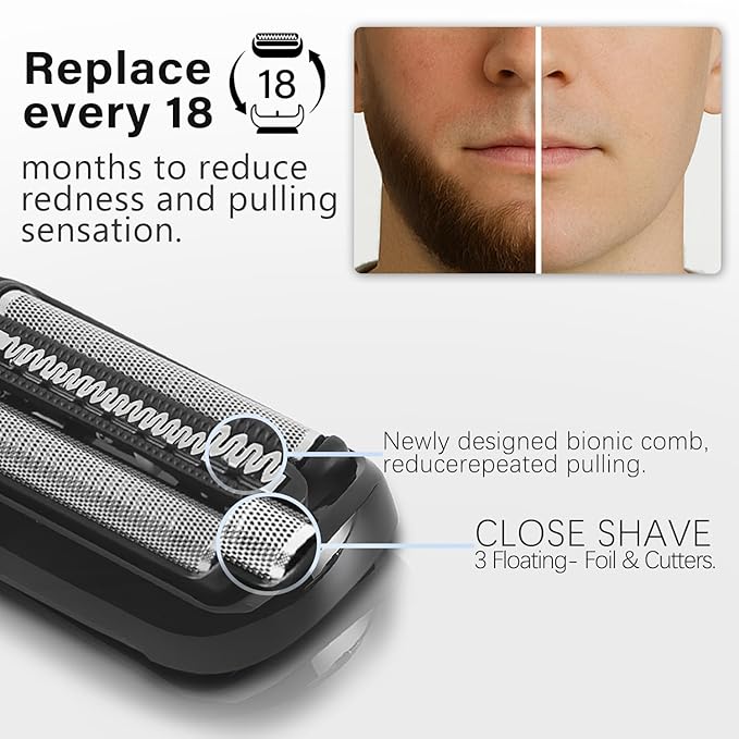 53B Series 5/6 Shaver Replacement Head for Braun Electric Shavers - Compatible with Braun Shaving Razor New Generation 5020cs 5018s 5035s 5049cs 5050cs 6020s 6040cs 6075cc 6072cc 6090cc, 2Pack
