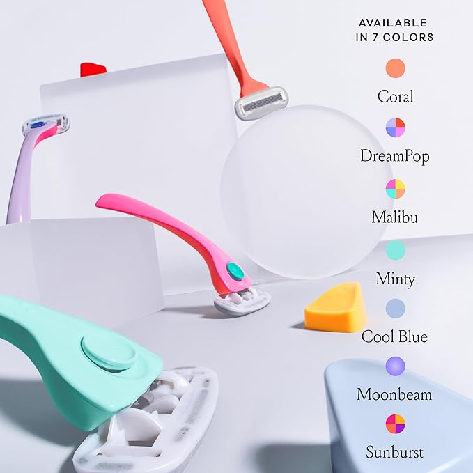 Billie Razors for Women Shave Kit – Women’s Razor + 4 x 5-Blade Razor Refills + Magnetic Holder – Malibu