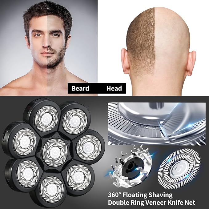 8 Blade Replacement Heads Electric Razor Shaver (8D Black)