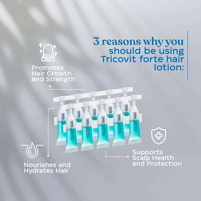 Tricovit Forte Hair Loss Treatment - Hair Growth Products for Women & Men - Sebum Regulator for Strengthening Follicles & Balancing Scalp (5 ct)