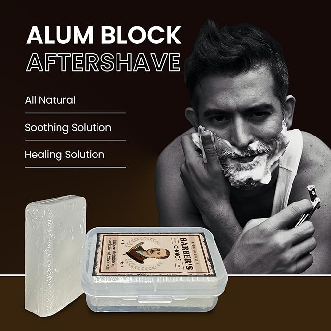Barber’s Choice Alum Block – Premium Natural Potassium Alum for Razor Burn Relief & Post-Shave Care