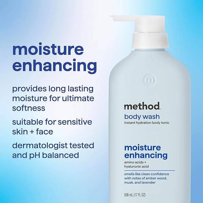 Method Body Wash, Instant Hydration Body Tonic - with notes of Amber Wood, Musk and Lavender, 17 fl oz