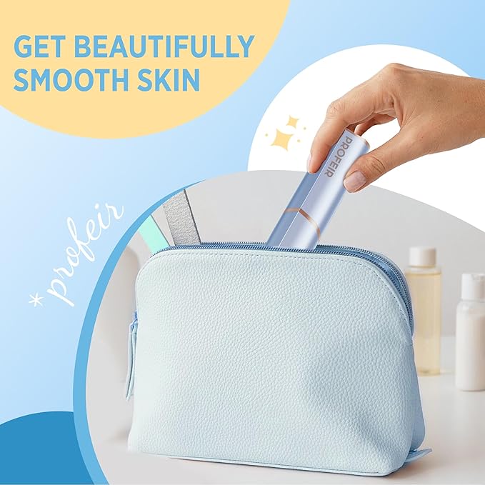 Facial Hair Removal for Women: Electric Hair Removal Device - Rechargeable Painless Face Razor for Chin Upper Lip Peach Fuzz with Light Gifts for Women(Blue Gold)