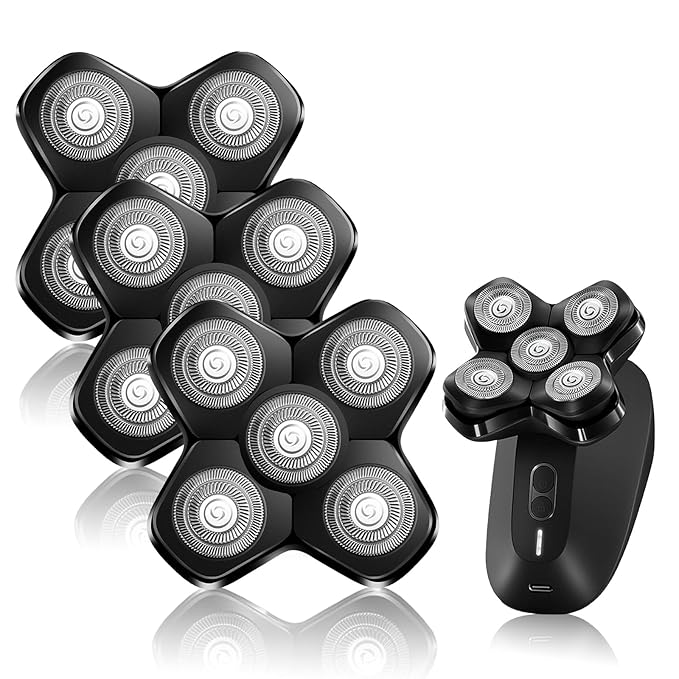 5 Blades Magnetic Head Shaver Replacement Blades Compatible with MANSCAPED The Dome Shaver, Magnetic Attachment for Men's Head Shaver (3 Packs)