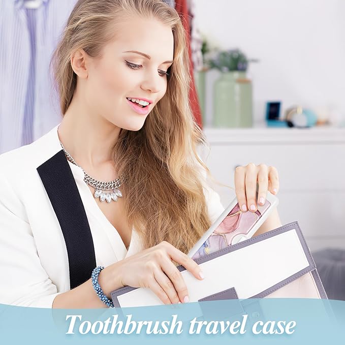 Toothbrush Travel Case - Colorful Pattern, Holder and Covers for Toothbrushes, Includes Tongue Scraper Case