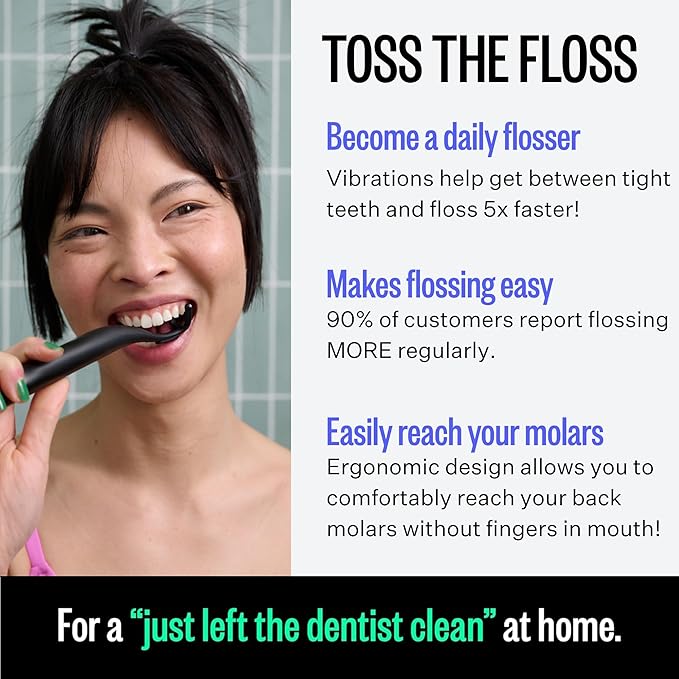 FLAUS Electric Flosser Refills (Oprah's List, Shark Tank) 90ct Gentle Gliding Dental Floss Heads - Refillable Floss Picks, Easy Glide Flossing, Gentle Gum Care, Dentist Recommended Tooth Flossers, Eco