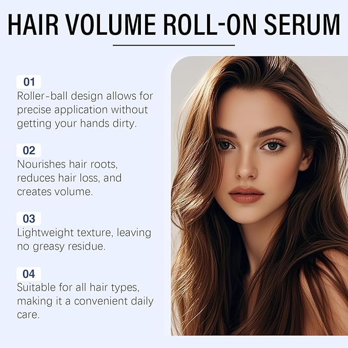 Rosemary Hair Volume Roll-On Serum for Thinning Hair – Reduces Hair Loss, Strengthens Roots & Soothes Scalp – 25ml