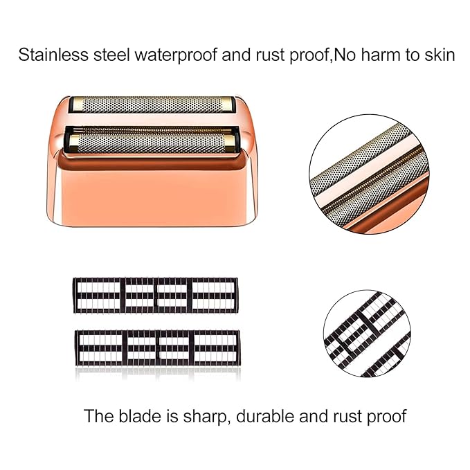 Professional Replacement Foil and Cutters for BaBylissPRO Barberology Double Foil Shaver, Compatible with BaBylissPRO Barberology FXFS2 Shaver (Rose Gold)