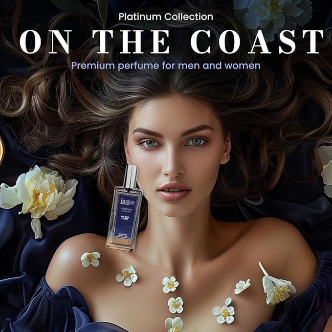 InStyle Fragrances Platinum Collection On the Coast, Inspired by J. Malone's Woo.d Sa.ge & Sea Salt, Premium Unisex Eau de Parfum, CLEAN, Vegan, Paraben-Free, Never Tested on Animals, 3.4 Fluid Ounces