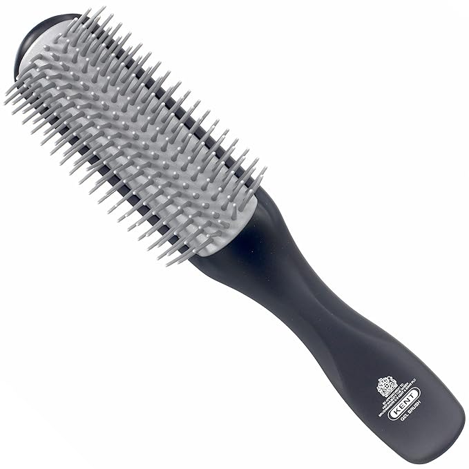 Kent KFM2 Gel Styling Hair Brush for Men - 9 Row Mens Hair Brush with Ionic Anti Static Bristles Great for a Daily Mens Styling Brush - Kent Brush Detangling and Smoothing Long or Thick Hair