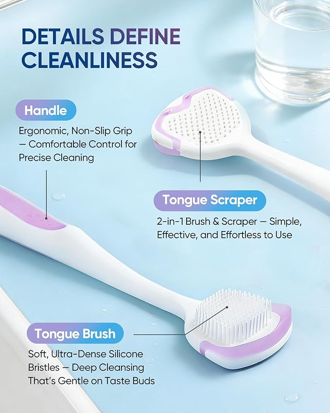 BodyAccel Silicone Tongue Brush for Adults, Soft Tongue Scraper for Bad Breath Removal, Gentle Tongue Cleaner for Fresh Breath & Daily Oral Hygiene
