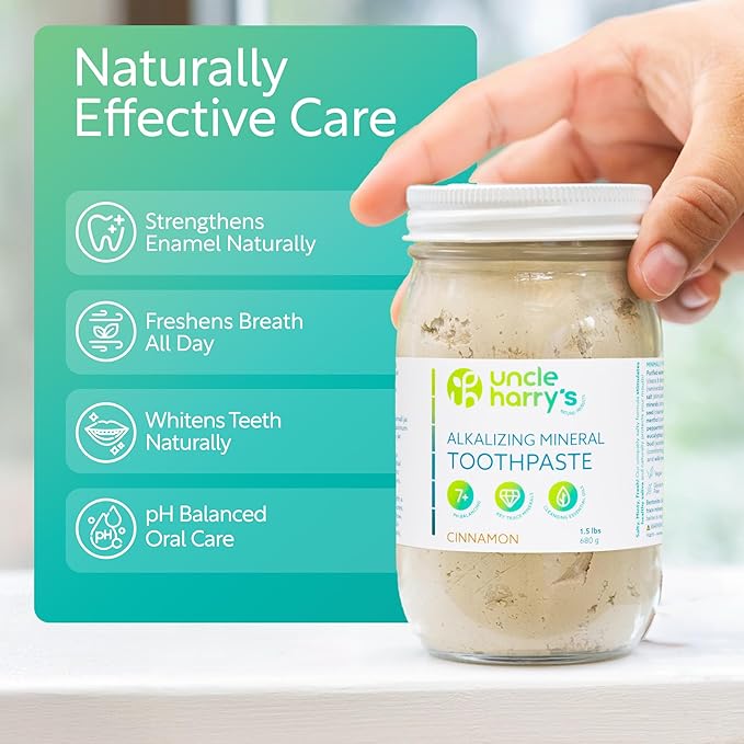 Uncle Harry's Cinnamon Remineralizing Toothpaste 1.5 lb Jar | Natural Whitening Tooth Paste Freshens Breath & Promotes Enamel | Vegan Fluoride Free Toothpaste
